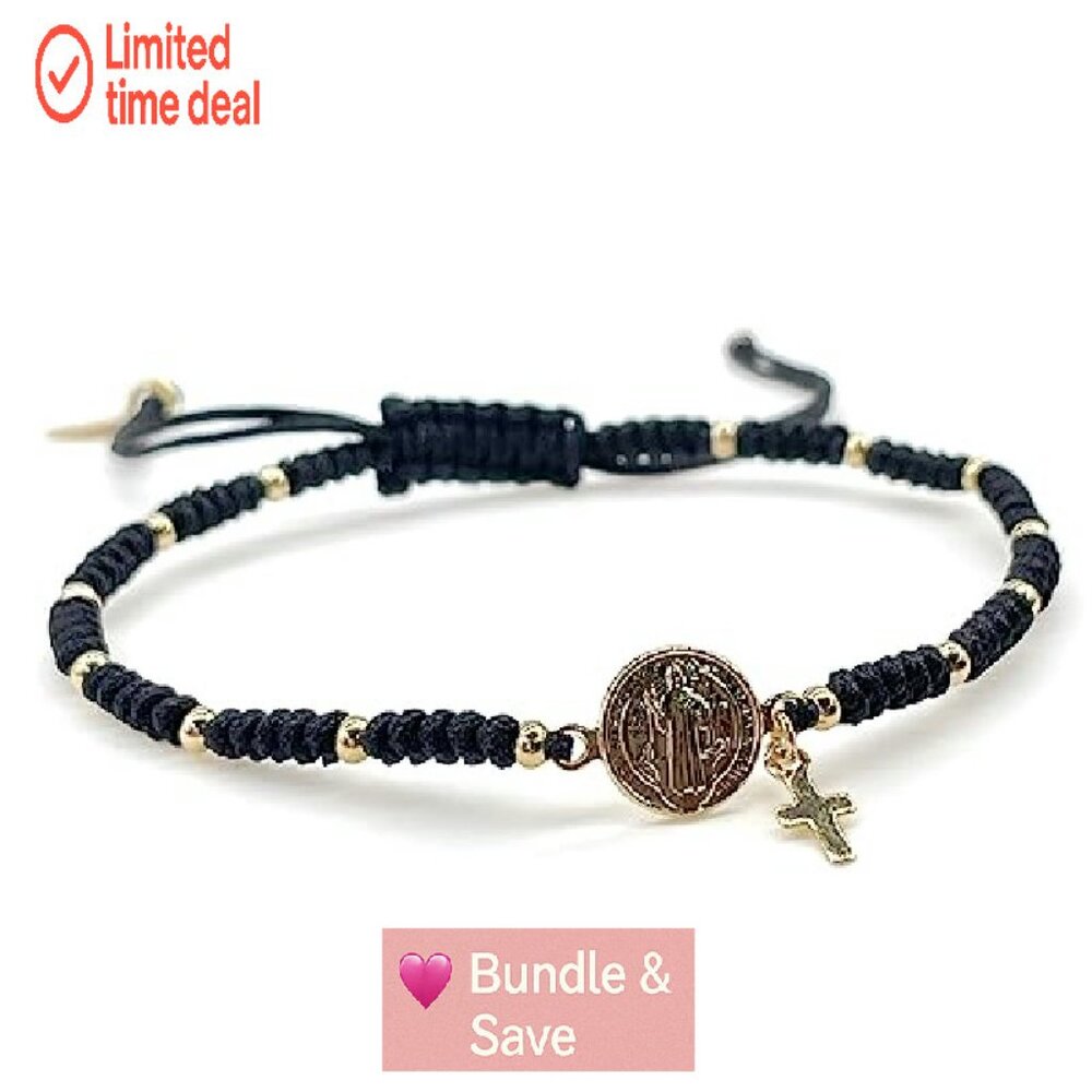 Adjustable Saint Benedict Protection Bracelet Gol… - image 6